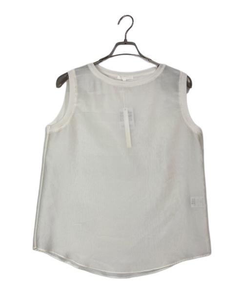 Drawing Numbers（ドローイングナンバーズ）Drawing Numbers (ドローイングナンバーズ) シャイニーシースルーノースリーブブラウス ホワイト サイズ:38の古着・服飾アイテム