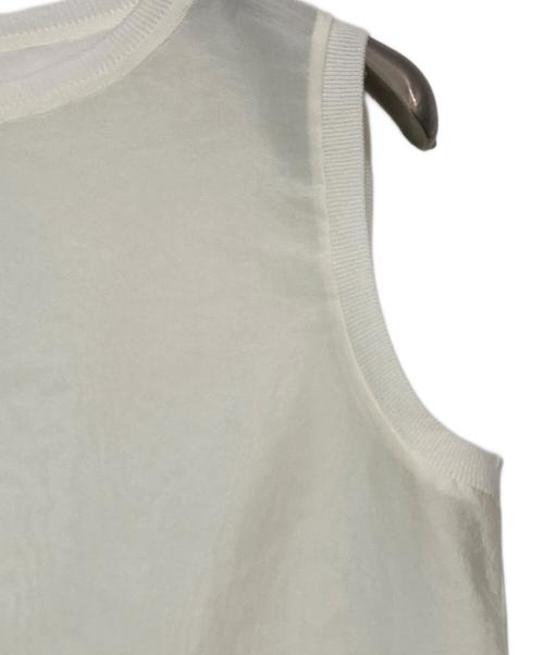 Drawing Numbers（ドローイングナンバーズ）Drawing Numbers (ドローイングナンバーズ) シャイニーシースルーノースリーブブラウス ホワイト サイズ:38の古着・服飾アイテム