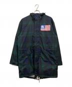 POLO SPORTポロスポーツ）の古着「裏フリースチェックモッズコート」｜グリーン