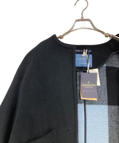 LONDON Tradition（ロンドントラディション）LONDON Tradition (ロンドントラディション) Lourmarin (ルールマラン) ノーカラーウールショートコート ブラック サイズ:34の古着・服飾アイテム