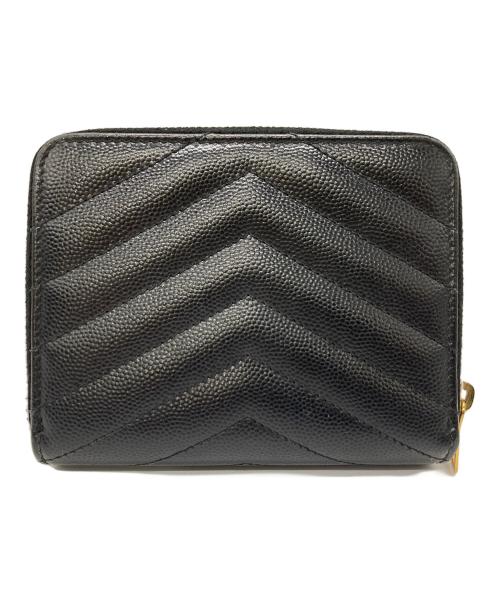 Saint Laurent Paris（サンローランパリ）Saint Laurent Paris (サンローランパリ) Vステッチ2つ折り財布 ブラックの古着・服飾アイテム
