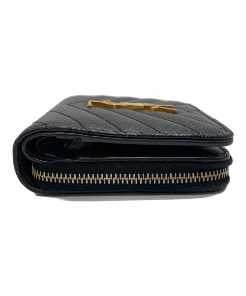 Saint Laurent Paris（サンローランパリ）Saint Laurent Paris (サンローランパリ) Vステッチ2つ折り財布 ブラックの古着・服飾アイテム