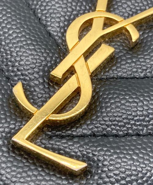 Saint Laurent Paris（サンローランパリ）Saint Laurent Paris (サンローランパリ) Vステッチ2つ折り財布 ブラックの古着・服飾アイテム