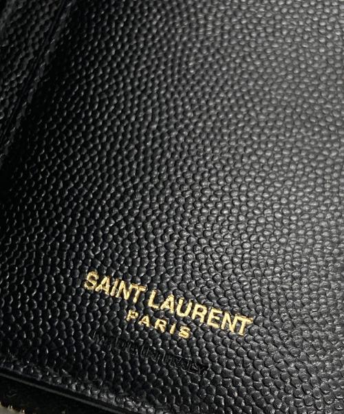 Saint Laurent Paris（サンローランパリ）Saint Laurent Paris (サンローランパリ) Vステッチ2つ折り財布 ブラックの古着・服飾アイテム