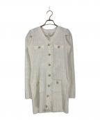 M ME EMEエムミーエメ）の古着「Lace trim wide rib knit mini onepiece」｜ホワイト