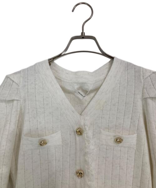 M ME EME（エムミーエメ）M ME EME (エムミーエメ) Lace trim wide rib knit mini onepiece ホワイト サイズ:FREEの古着・服飾アイテム