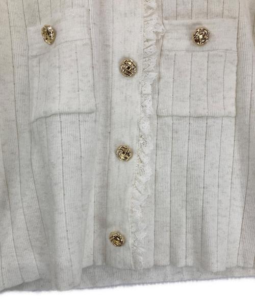 M ME EME（エムミーエメ）M ME EME (エムミーエメ) Lace trim wide rib knit mini onepiece ホワイト サイズ:FREEの古着・服飾アイテム