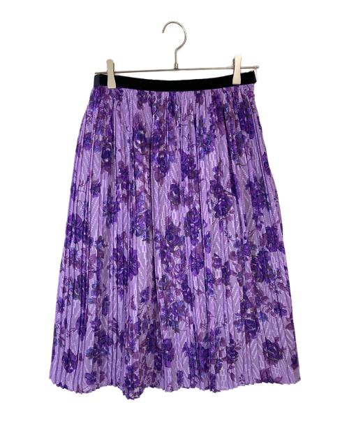 MUVEIL（ミュベール）MUVEIL (ミュベール) 花柄プリーツスカート パープル サイズ:36の古着・服飾アイテム