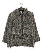 CLANEクラネ）の古着「ミックスツイードブルゾン」｜ブラック
