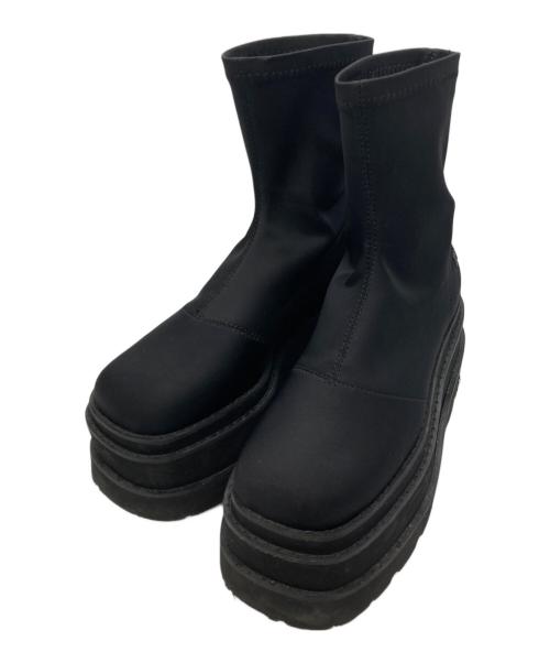 darich（ダーリッチ）darich (ダーリッチ) ウルトラストレッチフラットショートブーツ ブラック サイズ:Ⅿの古着・服飾アイテム