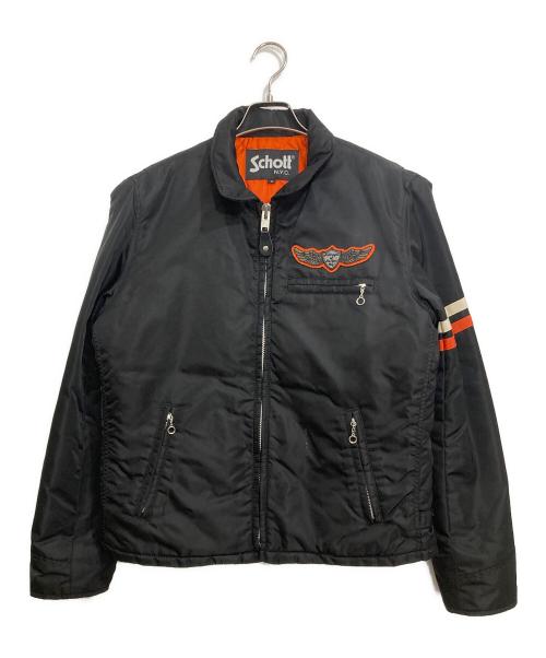 Schott（ショット）Schott (ショット) NYLON TRUCKER JACKET MOTORCYCLE CLUB ブラック サイズ:Ⅿの古着・服飾アイテム