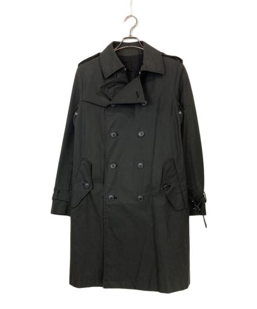 JOHN LAWRENCE SULLIVAN（ジョン ローレンス サリバン）JOHN LAWRENCE SULLIVAN (ジョン ローレンス サリバン) オイルドコットントレンチコート ブラック サイズ:36の古着・服飾アイテム