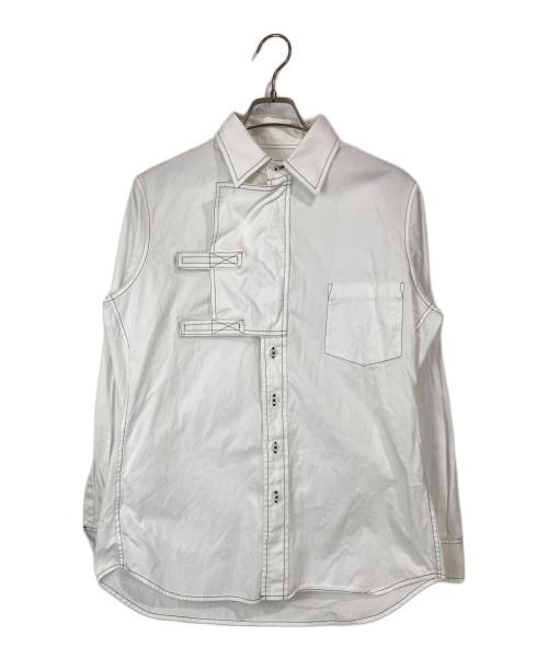 Y'S YOHJI YAMAMOTO（ワイズ ヨウジヤマモト）Y's YOHJI YAMAMOTO (ワイズ ヨウジヤマモト) デザインステッチシャツ ホワイト サイズ:3の古着・服飾アイテム