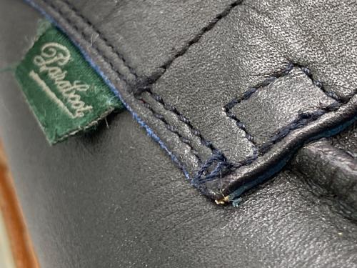 PARABOOT（パラブーツ）PARABOOT (パラブーツ) BLUE WORK (ブルーワーク) 別注シャンボードUチップシューズ ネイビー サイズ:6Fの古着・服飾アイテム