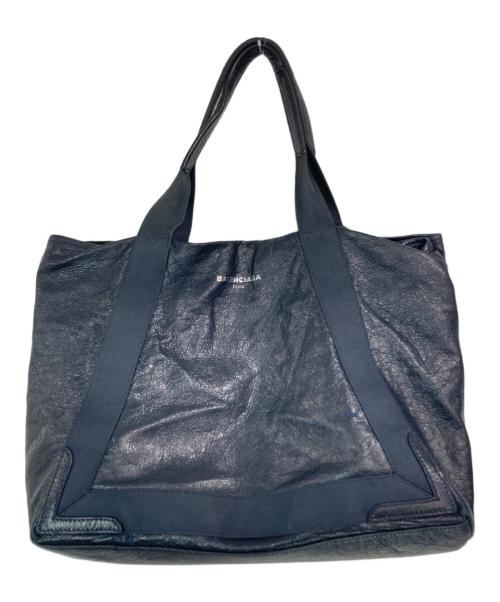 BALENCIAGA（バレンシアガ）BALENCIAGA (バレンシアガ) レザートートバッグ ネイビーの古着・服飾アイテム