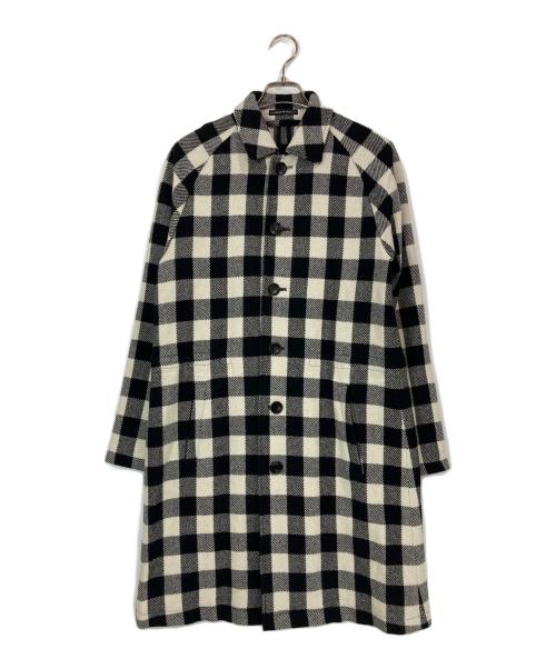 LE PAR-DESSUS（ル パーデッシュ）LE PAR-DESSUS (ル パーデッシュ) バッファローチェックステンカラーコート ブラック×ホワイト サイズ:48の古着・服飾アイテム