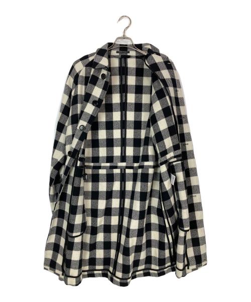 LE PAR-DESSUS（ル パーデッシュ）LE PAR-DESSUS (ル パーデッシュ) バッファローチェックステンカラーコート ブラック×ホワイト サイズ:48の古着・服飾アイテム