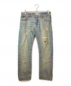 DOLCE & GABBANAドルチェ＆ガッバーナ）の古着「クラッシュデニムパンツ」｜ブルー