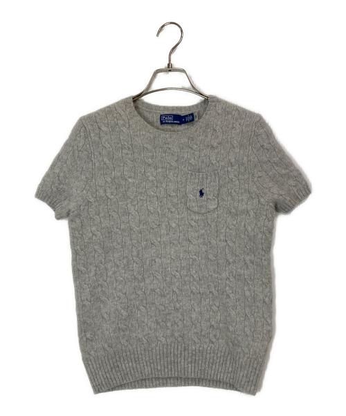 POLO RALPH LAUREN（ポロ・ラルフローレン）POLO RALPH LAUREN (ポロ・ラルフローレン) ケーブルウールカシミヤショートスリーブセーター グレー サイズ:Ⅿの古着・服飾アイテム