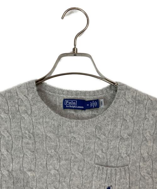 POLO RALPH LAUREN（ポロ・ラルフローレン）POLO RALPH LAUREN (ポロ・ラルフローレン) ケーブルウールカシミヤショートスリーブセーター グレー サイズ:Ⅿの古着・服飾アイテム