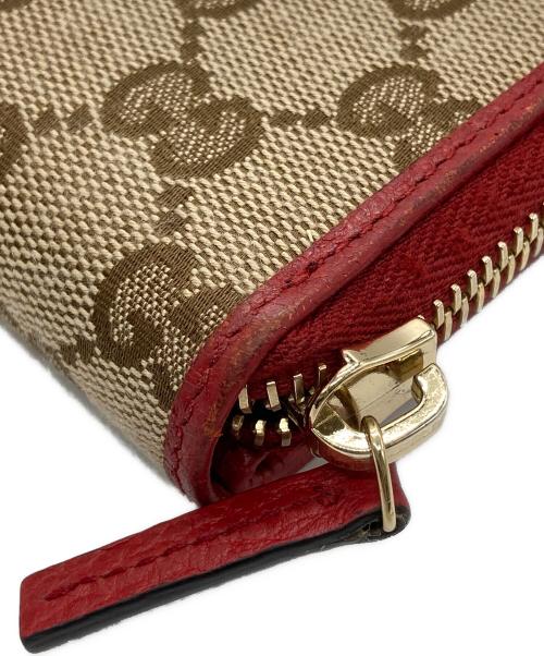 GUCCI（グッチ）GUCCI (グッチ) 2つ折り財布 ベージュ×レッドの古着・服飾アイテム