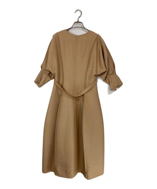 ESTNATION（エストネーション）ESTNATION (エストネーション) ダブルクロスVネックワンピース ベージュ サイズ:36の古着・服飾アイテム