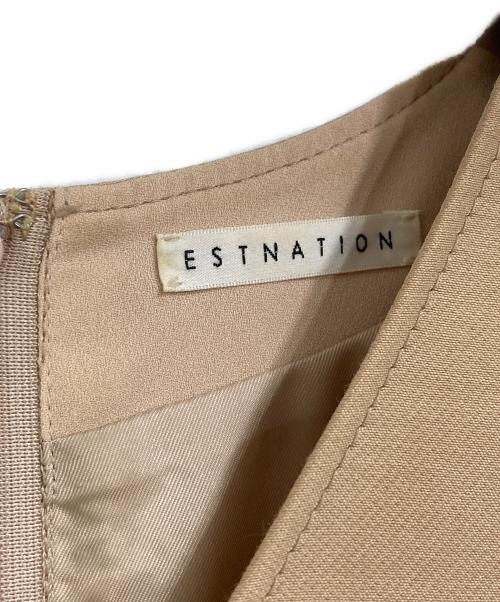 ESTNATION（エストネーション）ESTNATION (エストネーション) ダブルクロスVネックワンピース ベージュ サイズ:36の古着・服飾アイテム