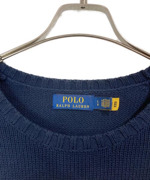 POLO RALPH LAUREN（ポロ・ラルフローレン）POLO RALPH LAUREN (ポロ・ラルフローレン) フラッグ ロングスリーブ セーター ネイビー サイズ:Lの古着・服飾アイテム