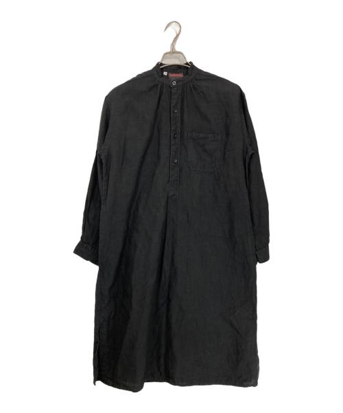 VETRA（ベトラ）VETRA (ベトラ) リネン プルオーバーロングシャツ ブラック サイズ:38の古着・服飾アイテム
