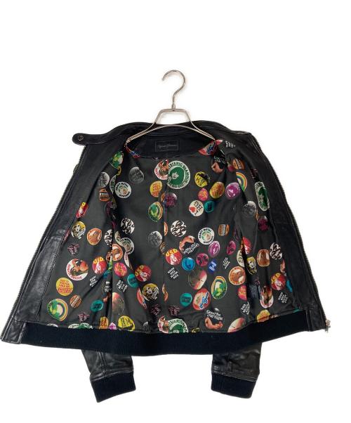 Hysteric Glamour（ヒステリックグラマー）Hysteric Glamour (ヒステリックグラマー) 裏地総柄シングルライダースジャケット ブラック サイズ:FREEの古着・服飾アイテム