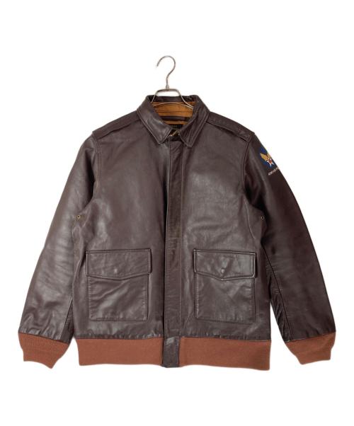 HOUSTON（ヒューストン）HOUSTON (ヒューストン) A-2 LEATHER JACKET ブラウン サイズ:42Rの古着・服飾アイテム