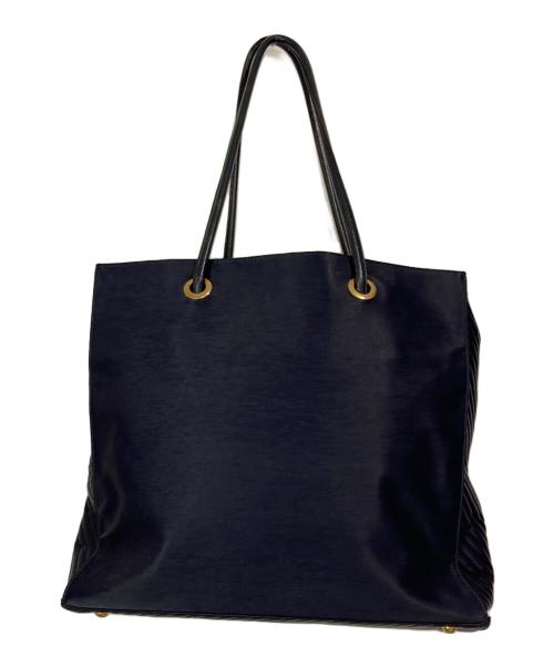 Yves Saint Laurent（イヴサンローラン）Yves Saint Laurent (イヴサンローラン) YSLロゴキルティングトートバッグ ネイビーの古着・服飾アイテム