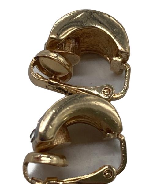 Christian Dior（クリスチャン ディオール）Christian Dior (クリスチャン ディオール) ラインストーンイヤリング ブラック×ゴールドの古着・服飾アイテム