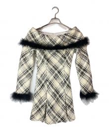 M ME EME（エムミーエメ）の古着「Off shoulder roving check mini one piece」｜アイボリー