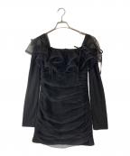 M ME EMEエムミーエメ）の古着「Tulle drape mini onepiece」｜ブラック