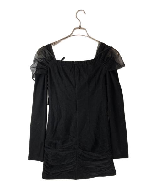 M ME EME（エムミーエメ）M me eme (エムミーエメ) Tulle drape mini onepiece ブラック サイズ:FREEの古着・服飾アイテム