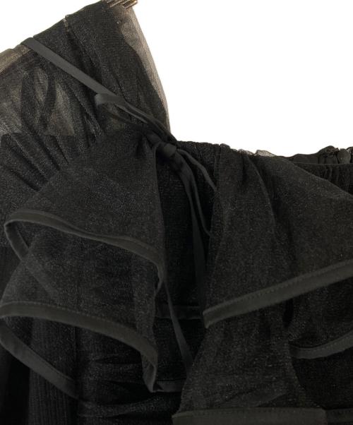 M ME EME（エムミーエメ）M me eme (エムミーエメ) Tulle drape mini onepiece ブラック サイズ:FREEの古着・服飾アイテム