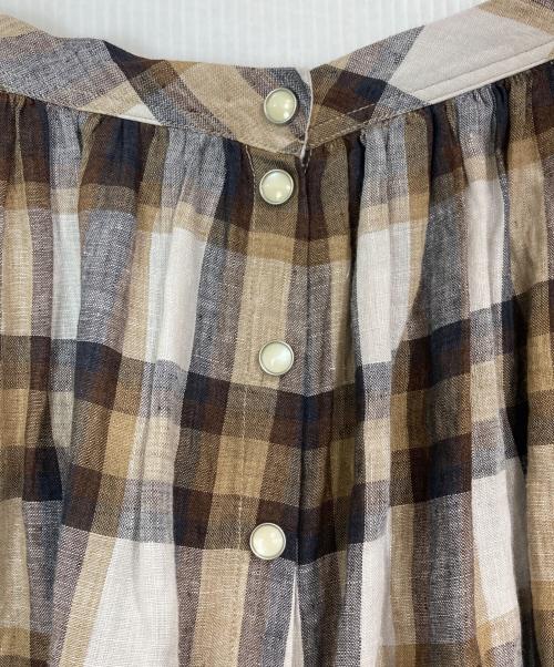45R（フォーティファイブ・アール）45R (フォーティファイブ・アール) リネンのバッファローチェックスカート ブラウン サイズ:3の古着・服飾アイテム