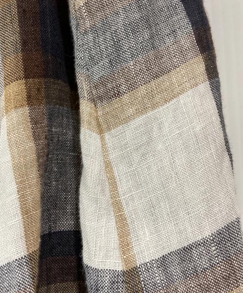 45R（フォーティファイブ・アール）45R (フォーティファイブ・アール) リネンのバッファローチェックスカート ブラウン サイズ:3の古着・服飾アイテム