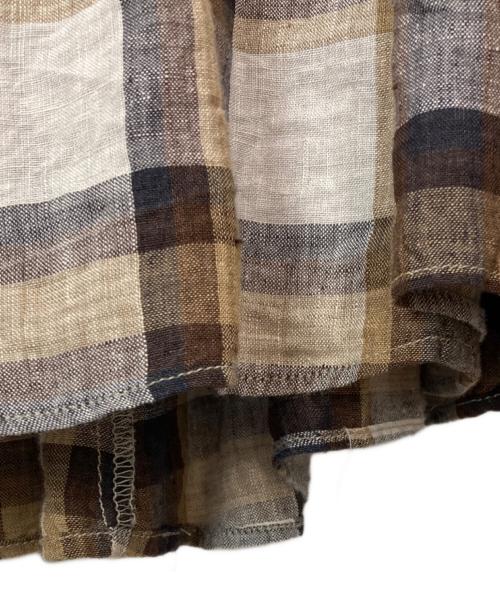 45R（フォーティファイブ・アール）45R (フォーティファイブ・アール) リネンのバッファローチェックスカート ブラウン サイズ:3の古着・服飾アイテム