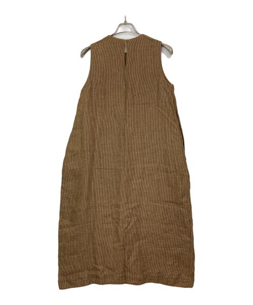 45R（フォーティファイブ・アール）45R (フォーティファイブ・アール) リネンツイードのノースリーブワンピース ブラウンの古着・服飾アイテム