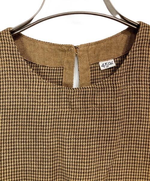 45R（フォーティファイブ・アール）45R (フォーティファイブ・アール) リネンツイードのノースリーブワンピース ブラウンの古着・服飾アイテム