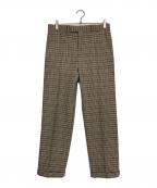 GUCCIグッチ）の古着「ウールチェックスラックス」｜ベージュ