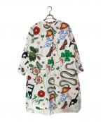 Vivienne Westwood RED LABELヴィヴィアンウエストウッドレッドレーベル）の古着「Mystical Print ビッグタックロングシャツ」｜ホワイト