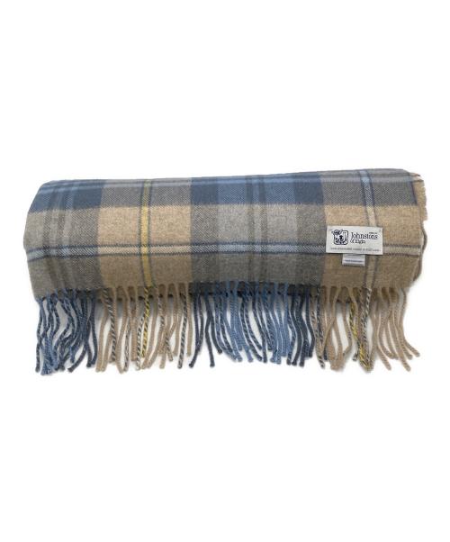 JOHNSTONS OF ELGIN（ジョンストンズオブエルガン）JOHNSTONS OF ELGIN (ジョンストンズオブエルガン) カシミヤ100%チェックストール ブルー×ベージュ サイズ:70×180の古着・服飾アイテム