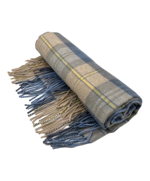 JOHNSTONS OF ELGIN（ジョンストンズオブエルガン）JOHNSTONS OF ELGIN (ジョンストンズオブエルガン) カシミヤ100%チェックストール ブルー×ベージュ サイズ:70×180の古着・服飾アイテム
