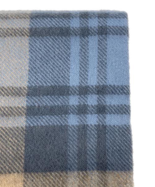 JOHNSTONS OF ELGIN（ジョンストンズオブエルガン）JOHNSTONS OF ELGIN (ジョンストンズオブエルガン) カシミヤ100%チェックストール ブルー×ベージュ サイズ:70×180の古着・服飾アイテム