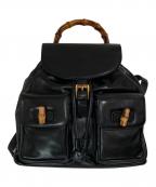 GUCCIグッチ）の古着「バンブーレザーリュック」｜ブラック