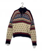 POLO RALPH LAURENポロ・ラルフローレン）の古着「90'sシルクリネン混コンチョボタンノルディックセーター」｜ベージュ