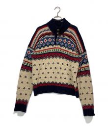 POLO RALPH LAUREN（ポロ・ラルフローレン）の古着「90'sシルクリネン混コンチョボタンノルディックセーター」｜ベージュ